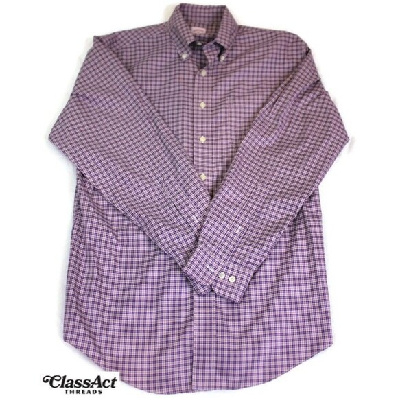 Brooks Brothers Shirt Mens Purple Plaid Button Down Non-Iron Supima Cotton Sz M - Picture 8 of 8